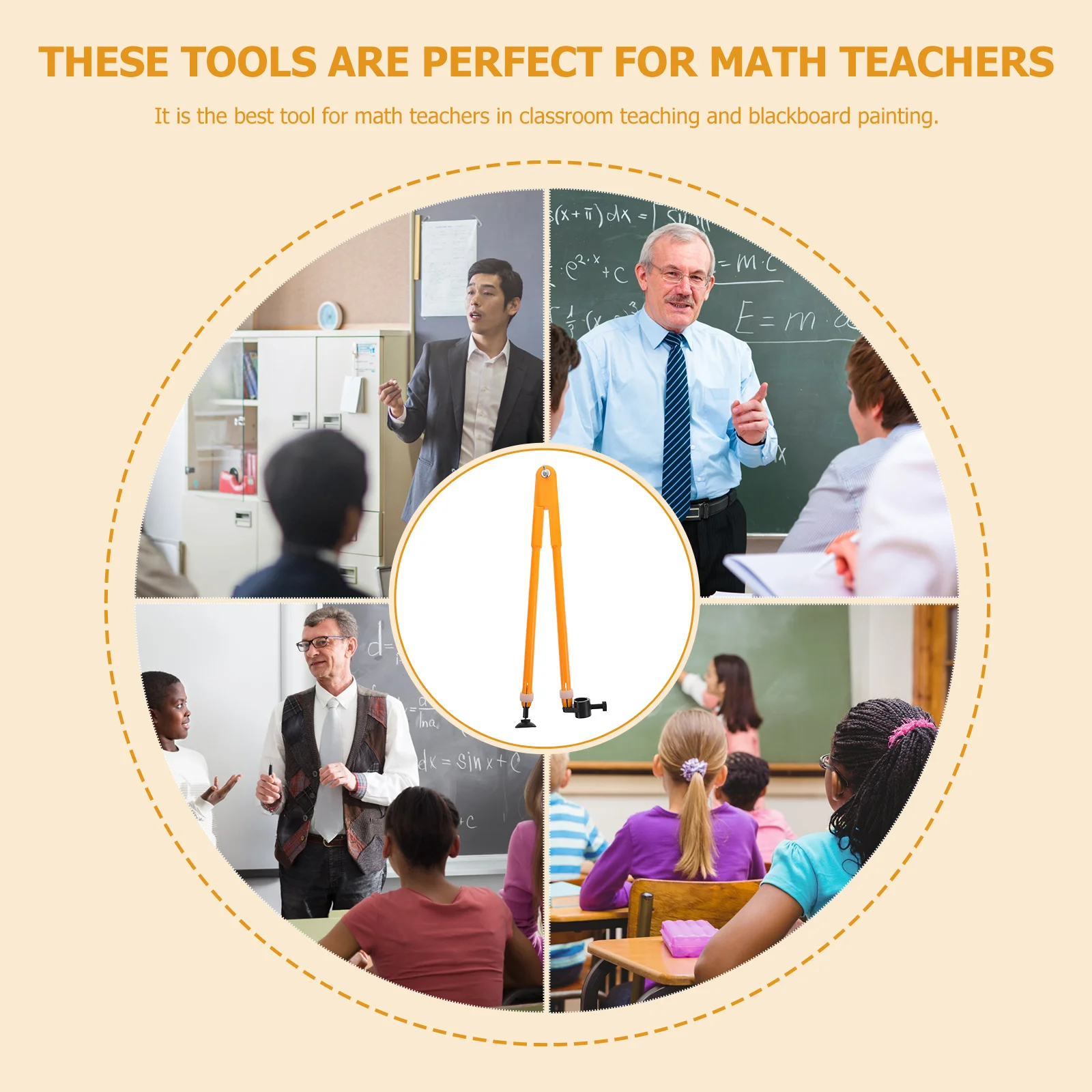 Whiteboard Compass For Math Class Use Plastic Compass Teacher Drawing Tool Blackboard Geometry Teaching Supply