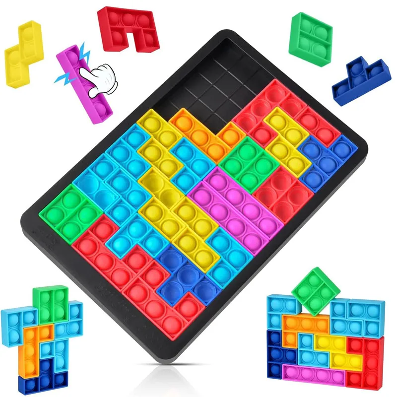 Push Bubble Sensory Fidget Silicone Jigsaw Puzzle Building Blocks Educational Learning Toys Anxiety Stress Relief Calm Down ADHD