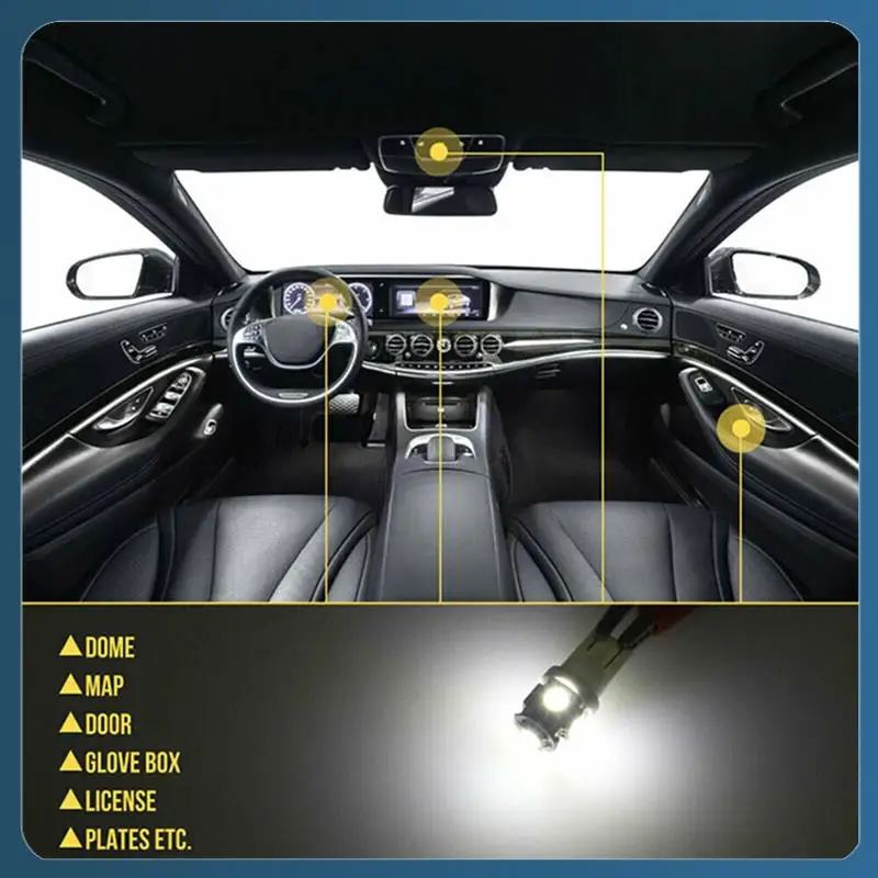 AB02 42Pcs LED Interior Package Kit T10 6000K Dome License Plate Lights SMD LED Replacement License Plate/Reading Light