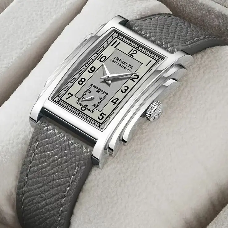 FARASUTE Men Automatic Watch 31mm Luxury Rectangle Mechanical Wristwatch Sapphire Mirror Waterproof Leather Strap ST17