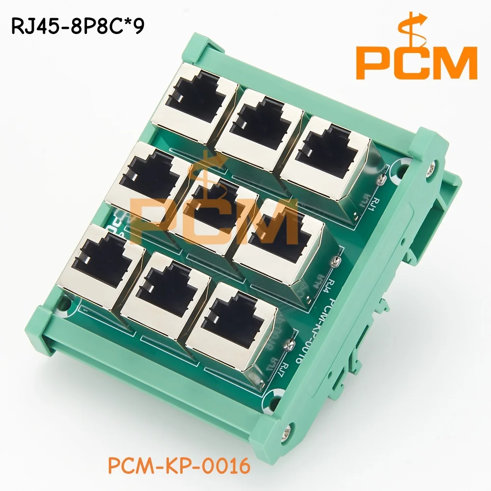 RJ45 8P8C 9 Way DIN Rail Mount Ethernet Network Module Adapter for PLC Industrial Automation Control Cabinet System