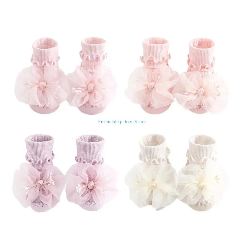 

F1CB 1 Pair Baby Socks Non-slip Floor Socks Soft Combed Cotton Newborn First Learning 1 Pair Baby Anti-Slip Skid Ankle Socks