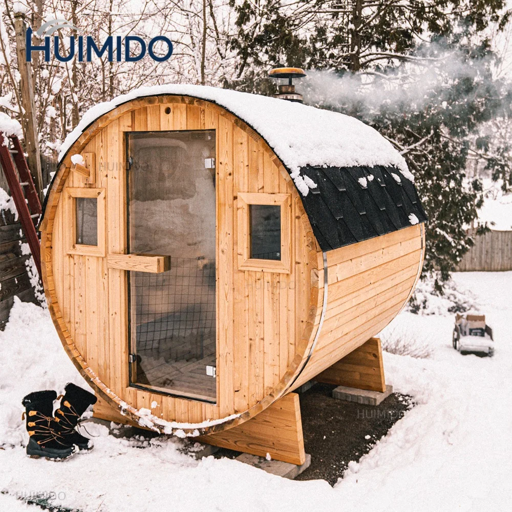 Esterno con Stufa a Legna in Legno di Cedro Massiccio, Vista Panoramica per 2-3 Persone, Sauna a Vapore per Giardino Domestico