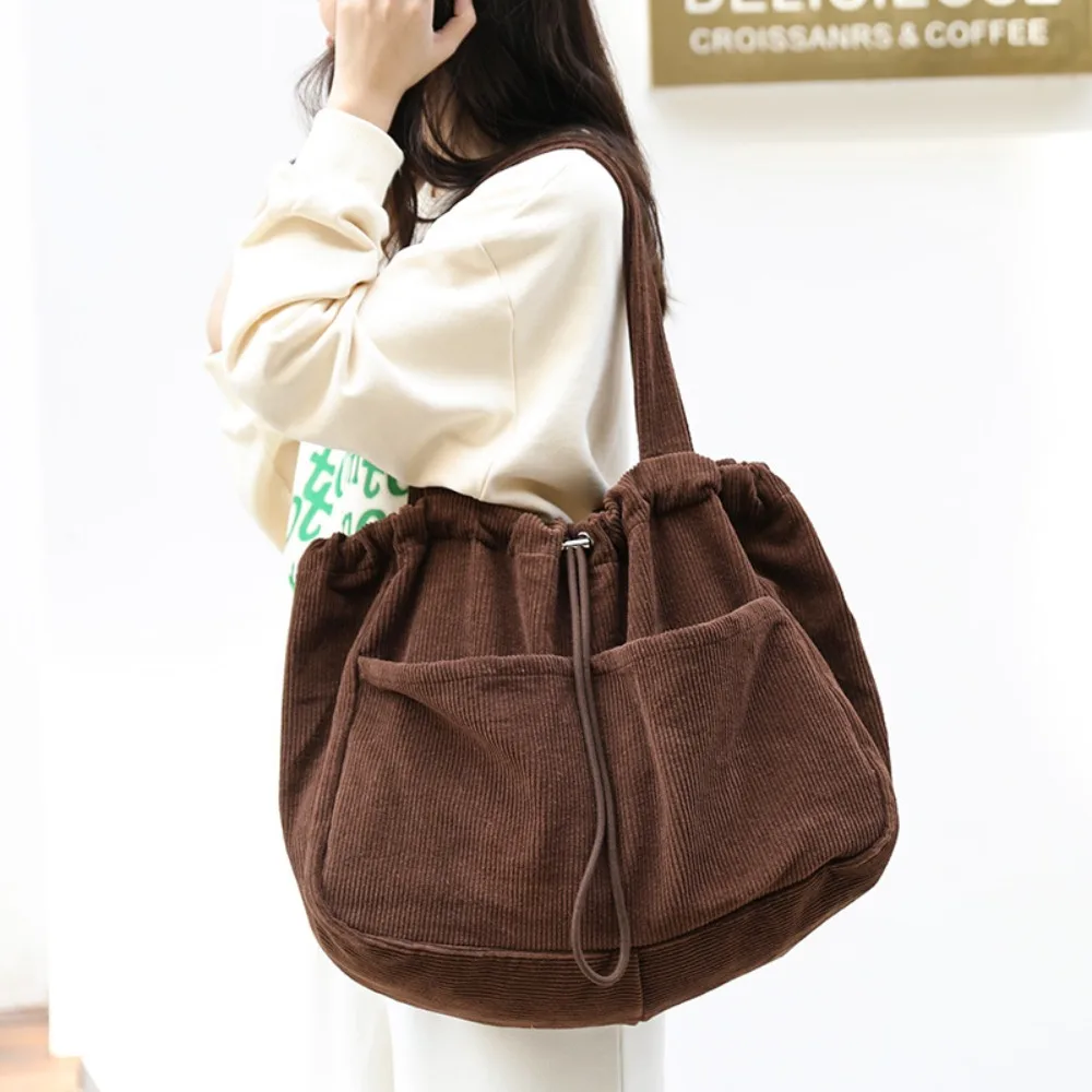 

Corduroy Shoulder Bag Retro Solid Large Capacity Totes Bags Shopping Bags Women