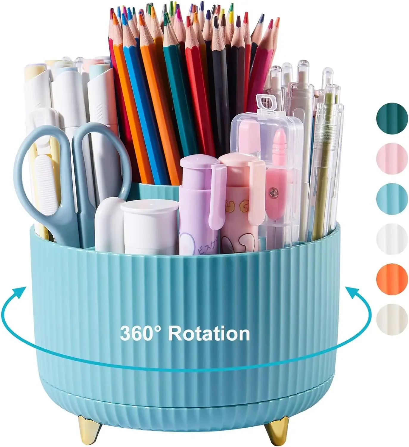 Imagem -06 - Multi-funcional Pen Holder Office Desk Pen Organizer Lápis Cup Maquiagem Brush Holder Rotação de 360 Graus Slots