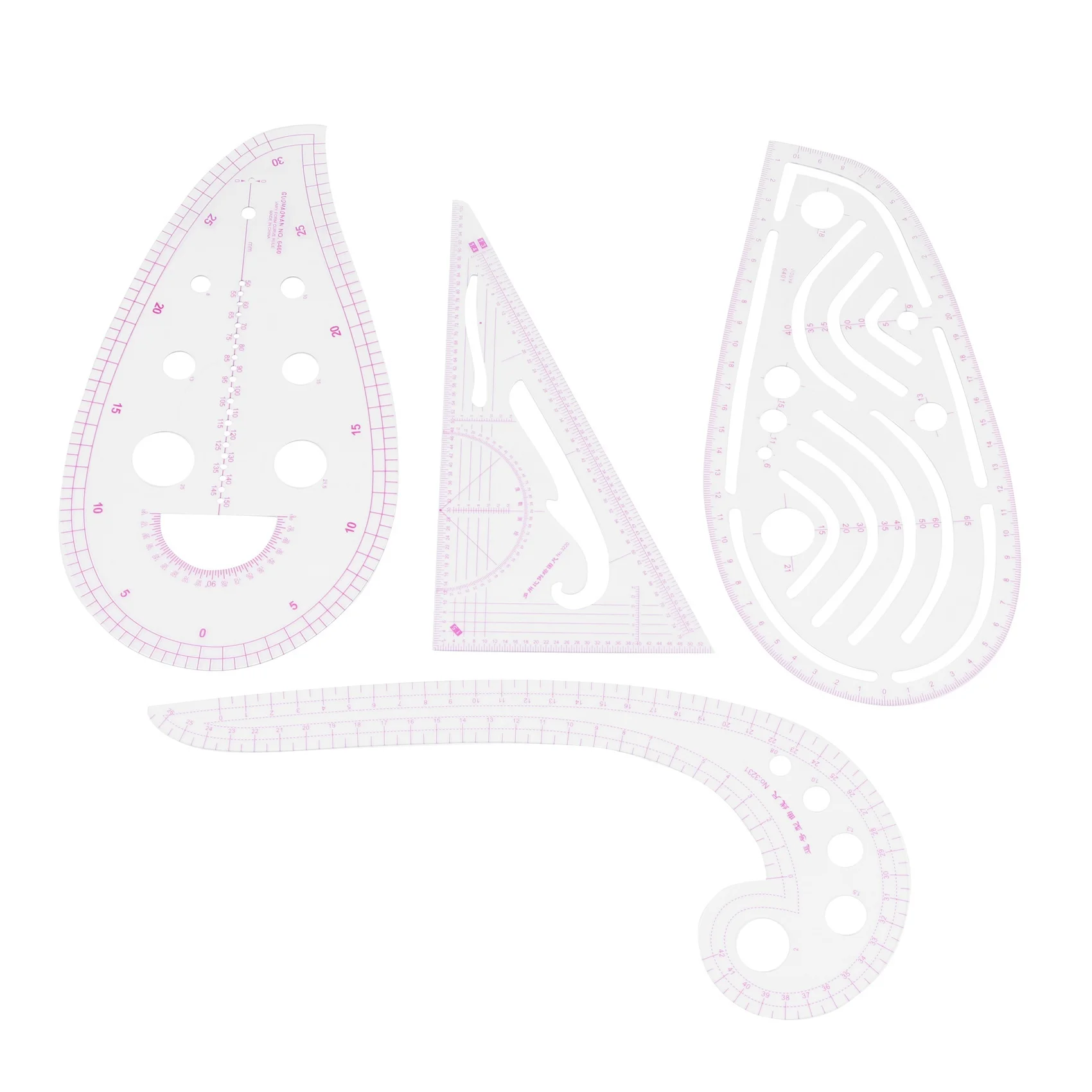 AA83 Sewing Ruler Set (4 Pcs) - Metric Ruler Set French Curve Pattern Grading Ruler Dressmaking Drawing Drafting Measure Templat