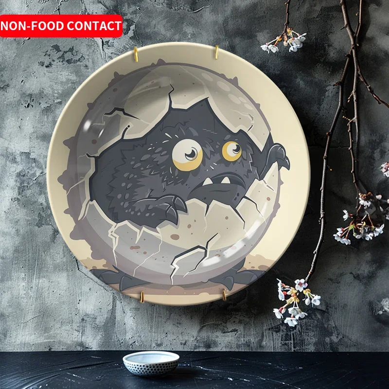 1pc Whimsical Bat Ceramic Wall Art - Fun Cave Design Round Decorative Plate, Non-Food Contact Home & Living Room Decor, Perfect