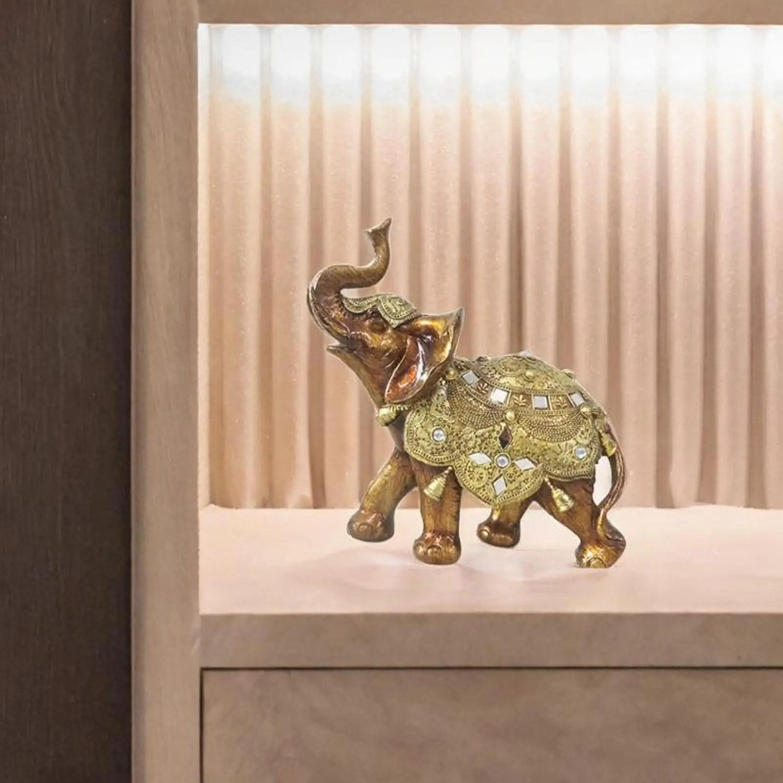 Elephant Statue Artwork Ornament Tabletop Decor for Shelf Living Room Office