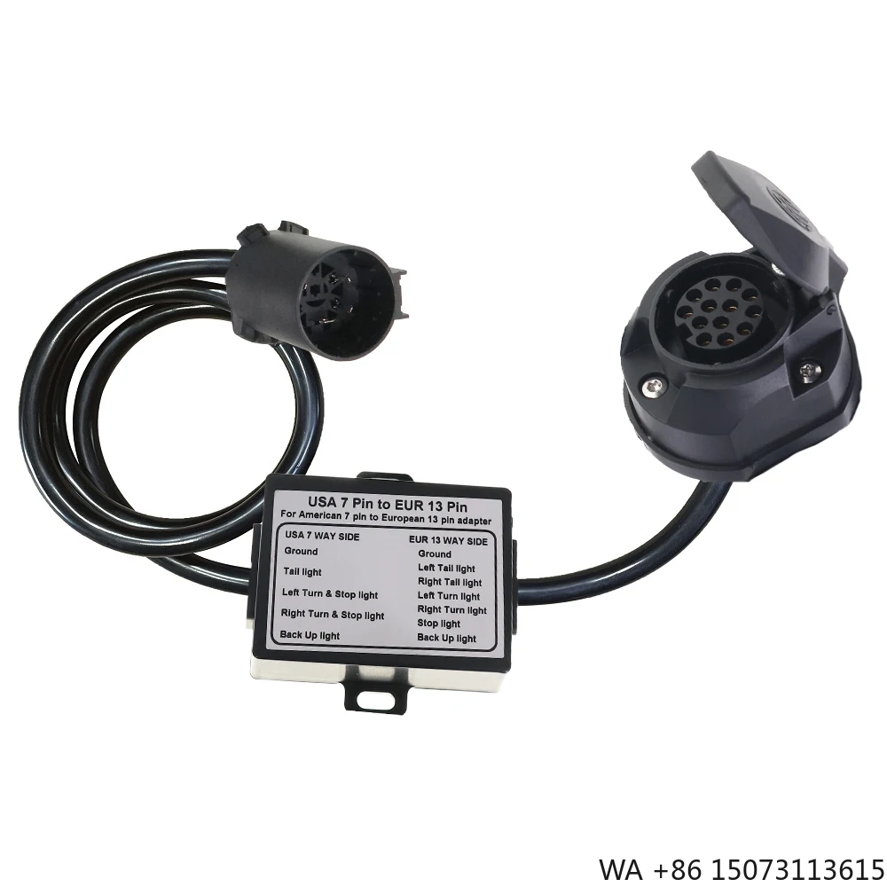Hot-Selling Trailer Adapter 7 to 13 Trailer Connector Light Converter USA 7Pin  Plug to EUR 13 Pin Socket Adapter