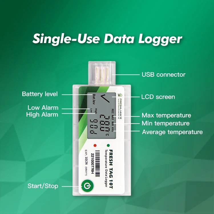 3 قطعة مستشعر درجة الحرارة PDF USB مسجل بيانات درجة الحرارة القابل للتصرف