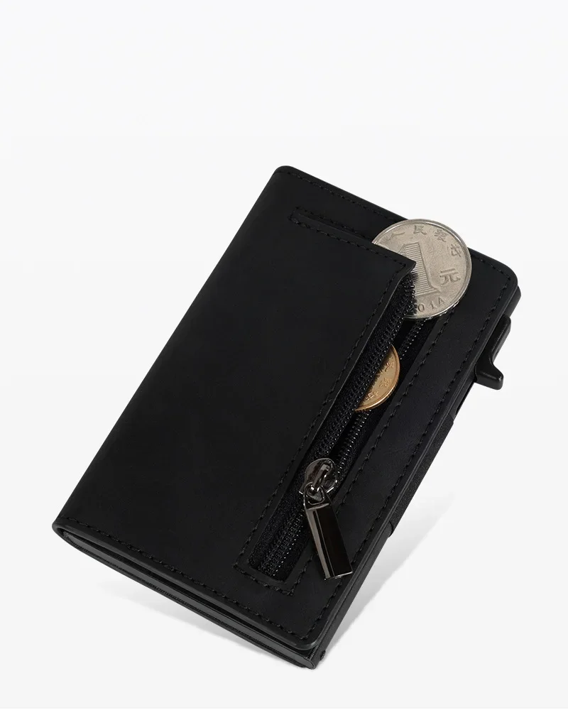 Magnetic Credit Card Holder Luxury Men Wallet Rfid Blocking Pop Up Minimalist Wallet Leather Bank Cardholder Case Wallet for Men image 4