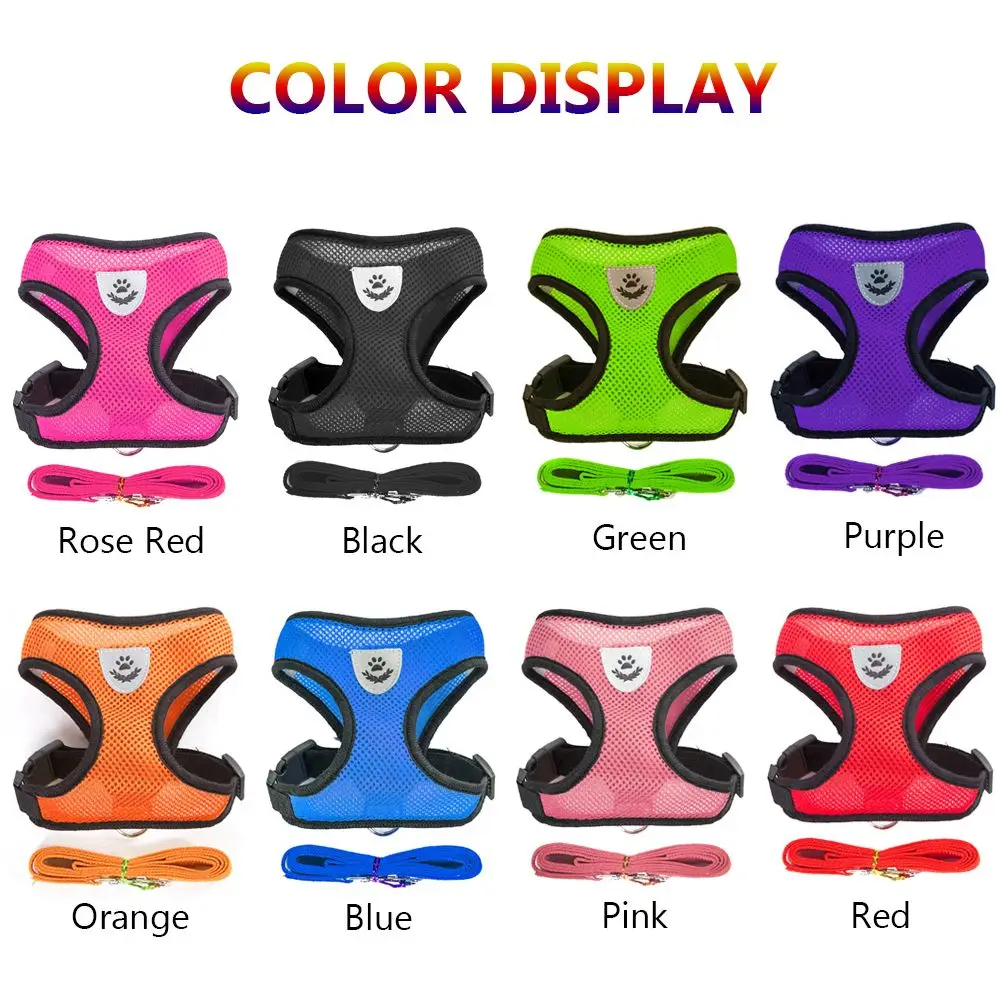 Soft Comfortable Pet Harness Puppy Cat Vest Collar Pet Supplies Breathable Fabric Mesh Dog Leash For Chihuahua Pug Bulldog