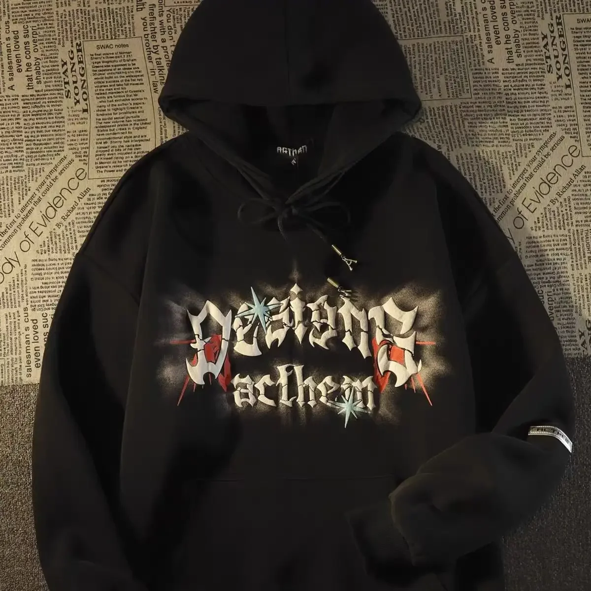 American Street Dark Angel Wings Hooded Sweater for Men and Women Retro European and American Fashion Brand Hiphop Coat Clothes