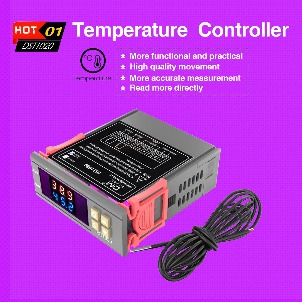 Digital Thermometer Thermoregulator Temperature Controller STC-3032 DC 12V-72V AC 110-220V DST1020 Smart Thermostat