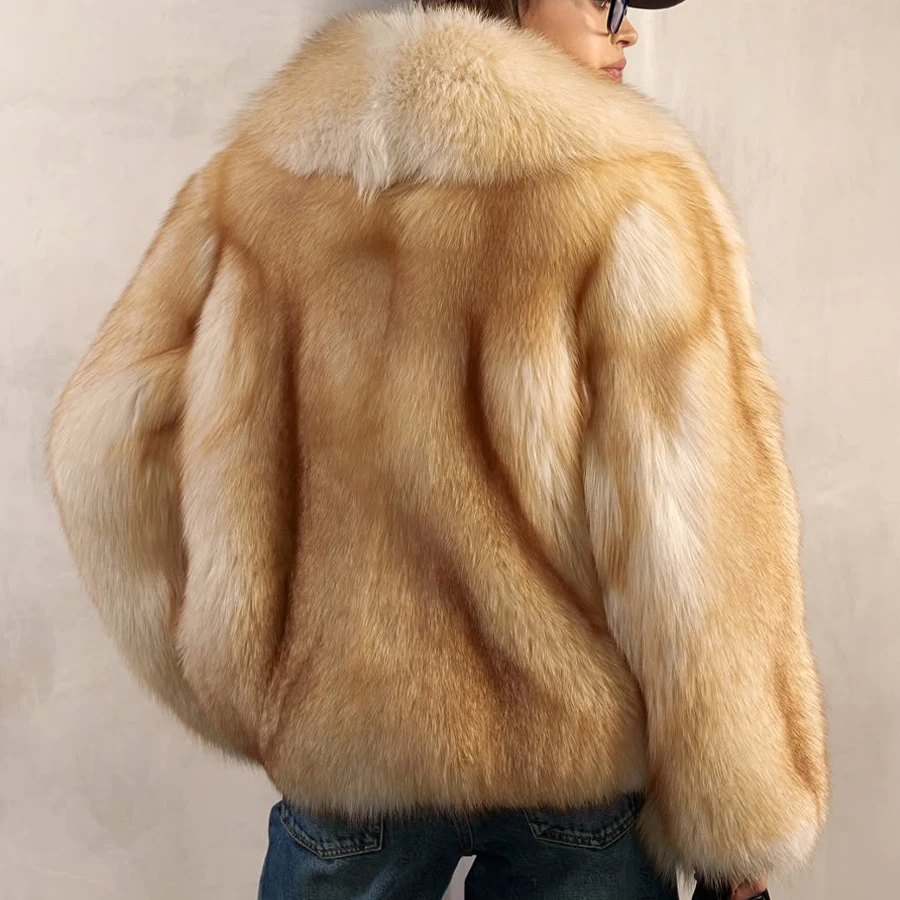 سترة فرو الثعلب الطبيعي مع ياقة ترتيب الأسرة معطف فرو الثعلب الأحمر سترة فروي سترة شتوية نسائية وصلت حديثًا سترة من الفرو الحقيقي
