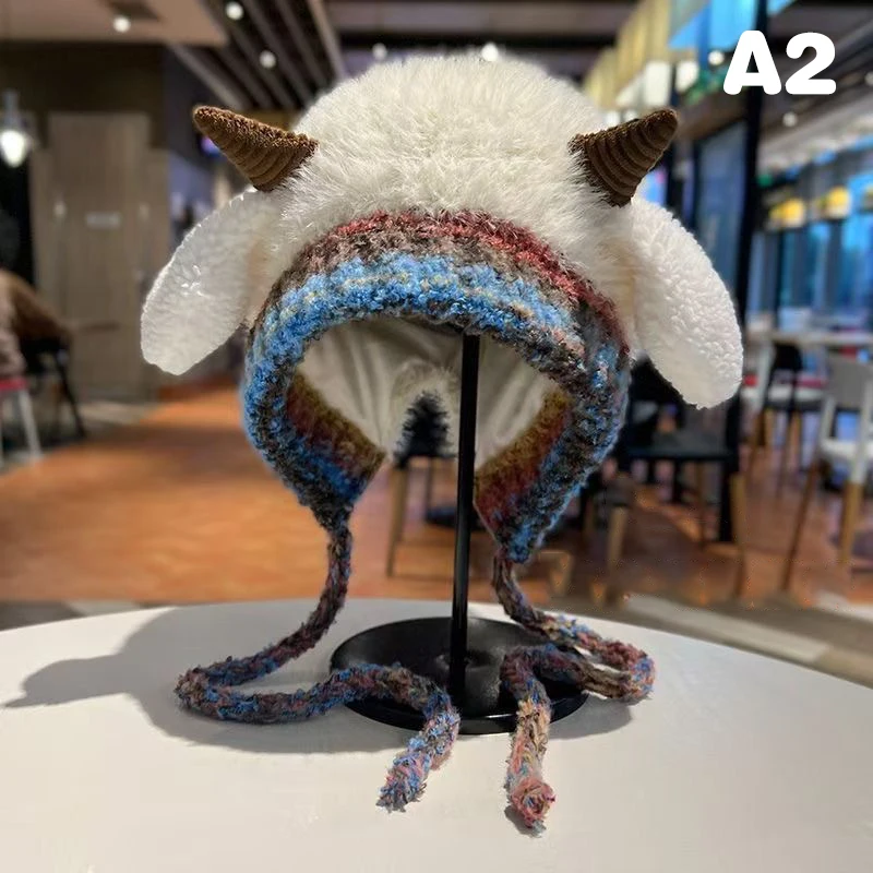 Модная зимняя милая миниатюрная шапка с овечьими ушками для женщин, мягкая шапка сдвиганием; Универсальная шапка-ушанка для родителей и детей