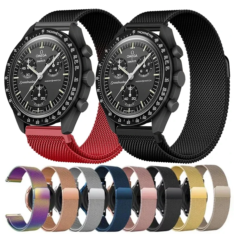 For Omega X Swatch Joint MoonSwatch Strap Milanese Loop 20mm 22mm Watchband For Amazfit Bip 6 5 3 3Pro/GTR GTS 4 3 2 2 Mini 47mm