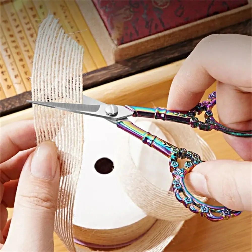 Stainless Steel Retro Scissors Classic Style Small Size Tailor Scissors Rust-resistant Sharp Blades Paper Cutting Tool