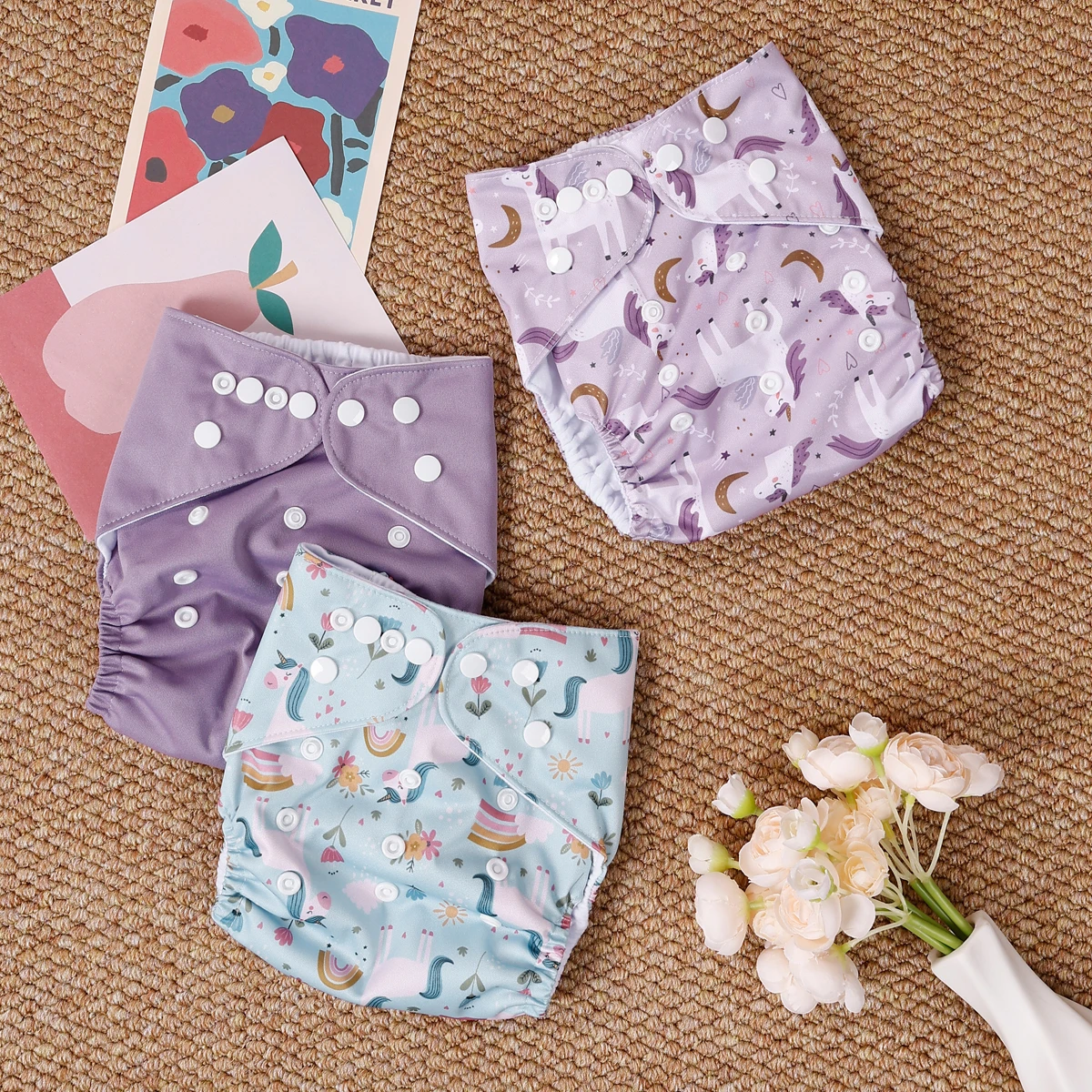 

Adjustable Size 3 Pcs Diapers Set Waterproof Breathable for Comfort And Protection