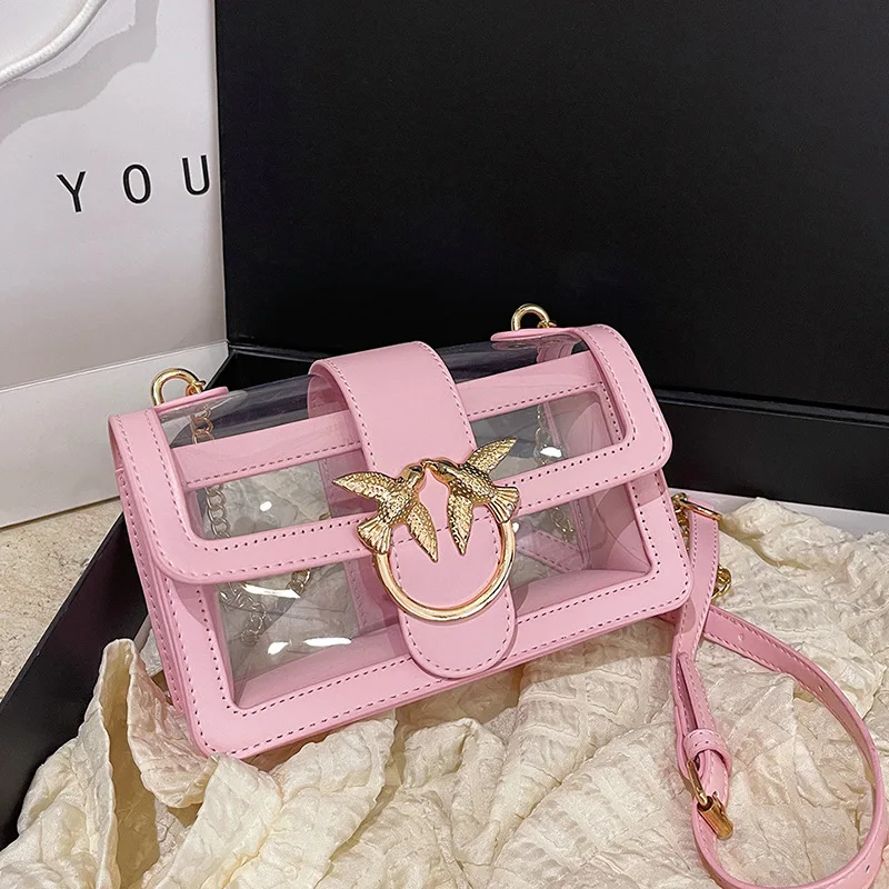 الشتاء الساخن بيع الأزياء الشعبية واضح الراقية حقيبة المرأة الخفيفة الفاخرة مصمم سلسلة Crossbody الكتف حقيبة PVC شفافة #4