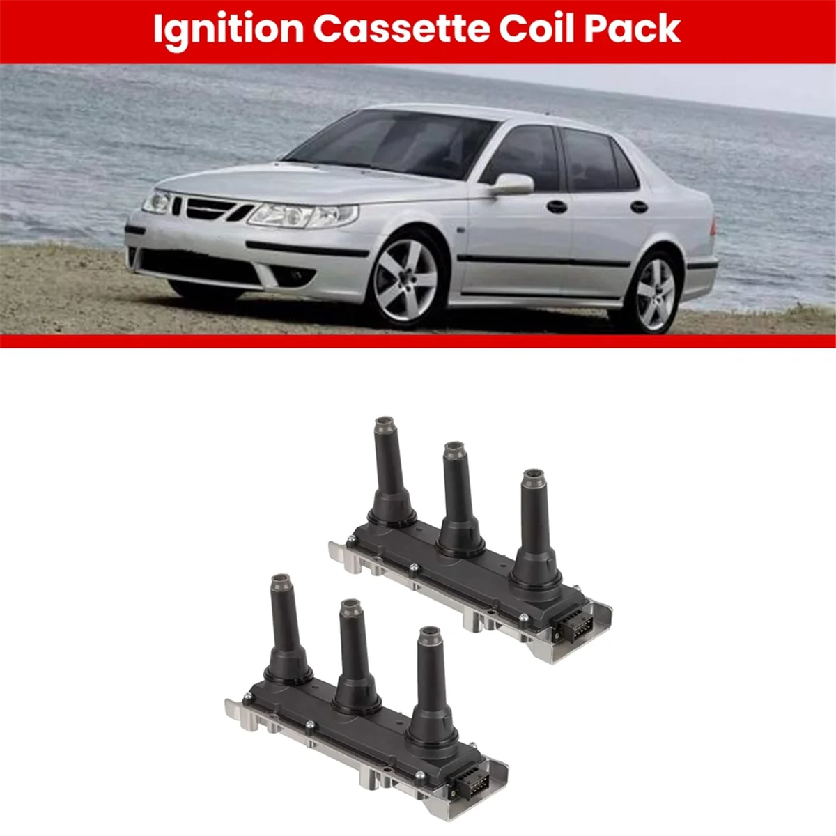 

2PCS Ignition Cassette Coil Pack Fit for SAAB 95 9-5 3L V6t B308E YS3E 1999-2003 90490573 55561133 DC-1145 CU1292