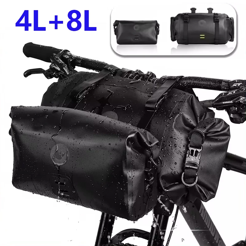 Bicycle Bag Waterproof Big Capacity Handlebar Bag 1 or 2-piece Front Tube Cycling Bag MTB Frame Trunk Bike Accessories