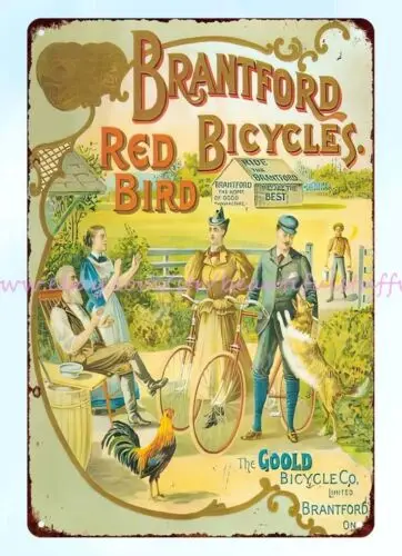 cool art prints 1890s Canada Ontario Brantford Bicycles Red Bird metal tin sign