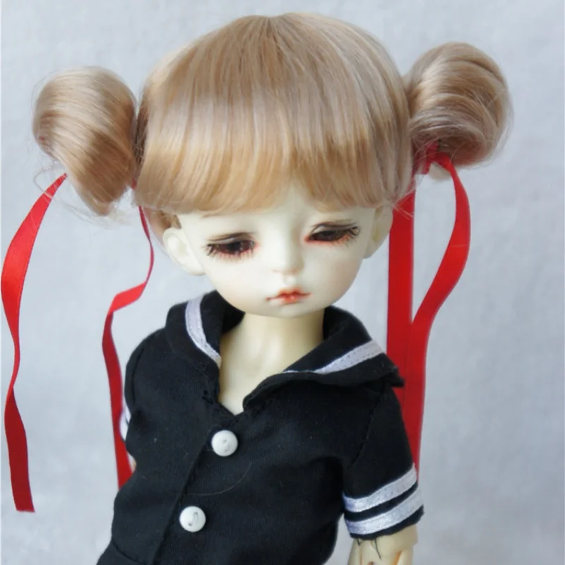 JD034 Twins Lovely Dumping Pony Synthetic Mohair BJD Wigs 1/12 1/8 OB11 1/6 YOSD Lati White & Yellow Doll Hair