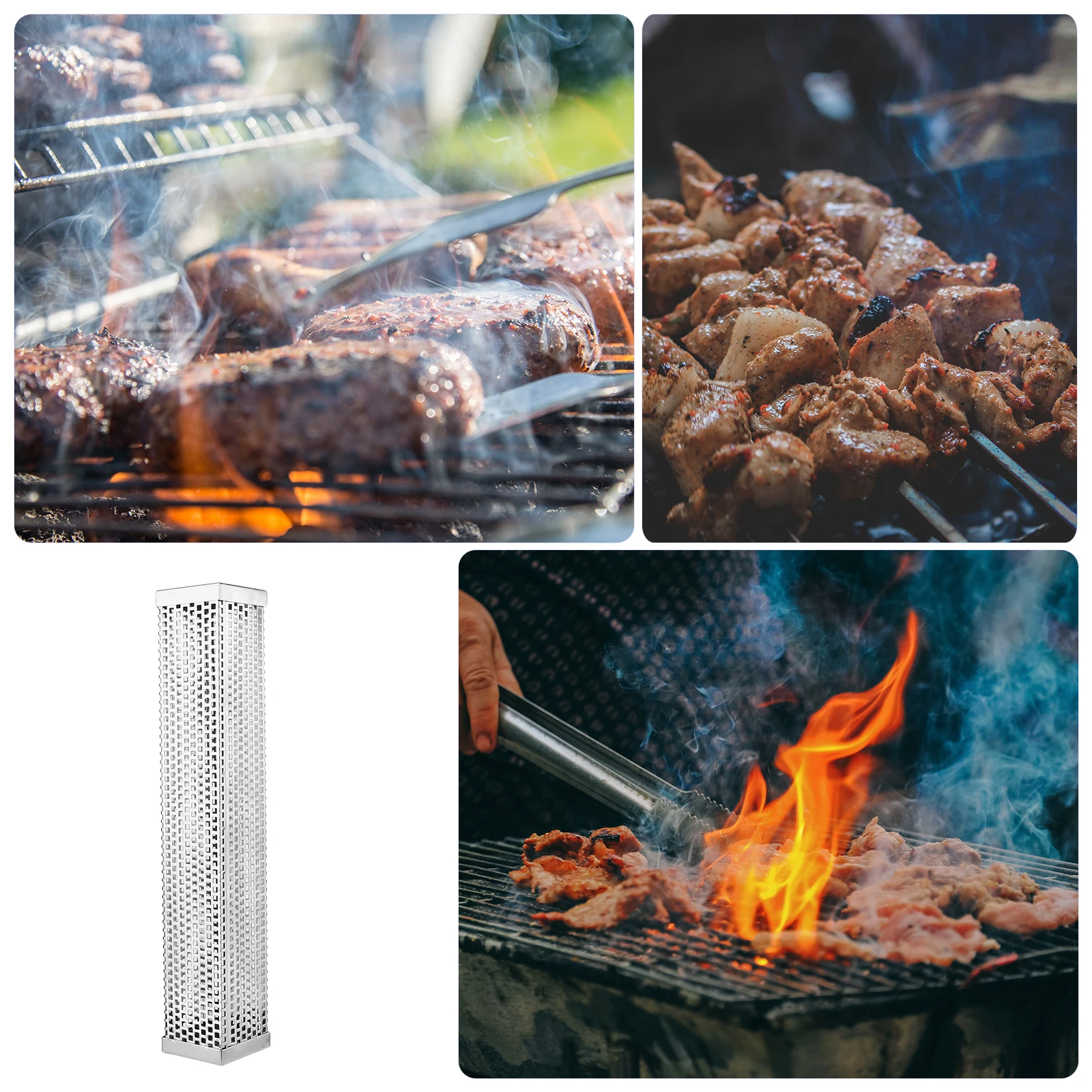 

12 Inch Frying Pan Stainless Steel Smoke Mesh Tube Grill Tools Meat Smokers Barbecue Accessories