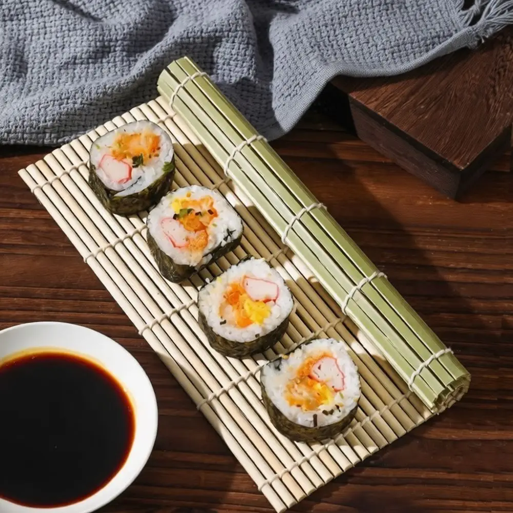 Natural Bamboo Sushi Mat Durable Rolling Pad Non Stick Surface Kitchen Gadget For Perfect Sushi Rolls And Rice Kimbap Making