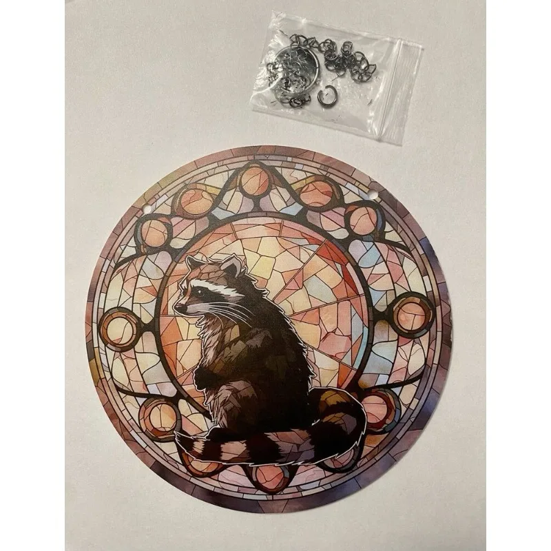 1 Piece of Raccoon Pattern Acrylic Circular Logo Sun Catcher Decoration Room Wall and Window Art Hanging Cute and Fashionable