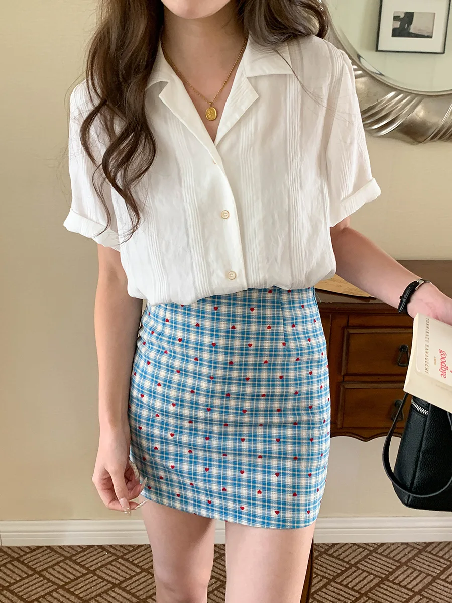 

2026 Women Turn Down Collar Short Sleeve Summer Cotton Blending Blouses Sexy Shirts Tops For Women's Casual Clothes Blusas
