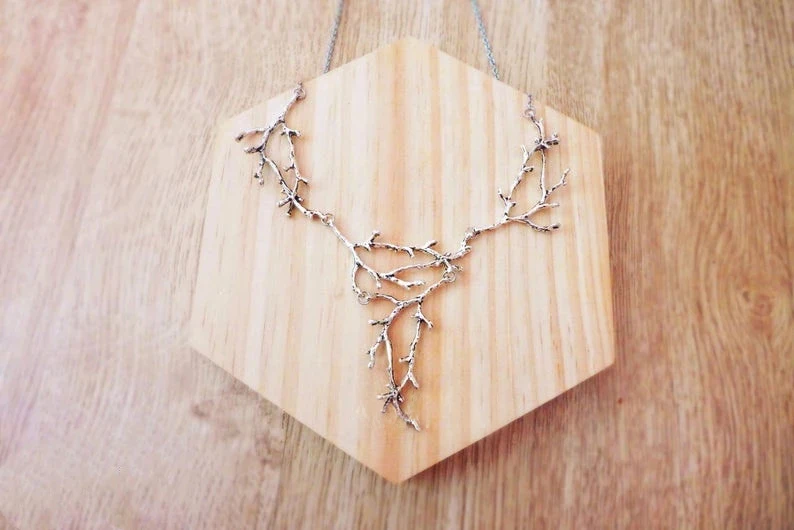 New Branch Necklace Bib For Women Statement Big Tree Twig Elvish Jewelry Punk Creative Collar Christmas Gift Her Nature Witch