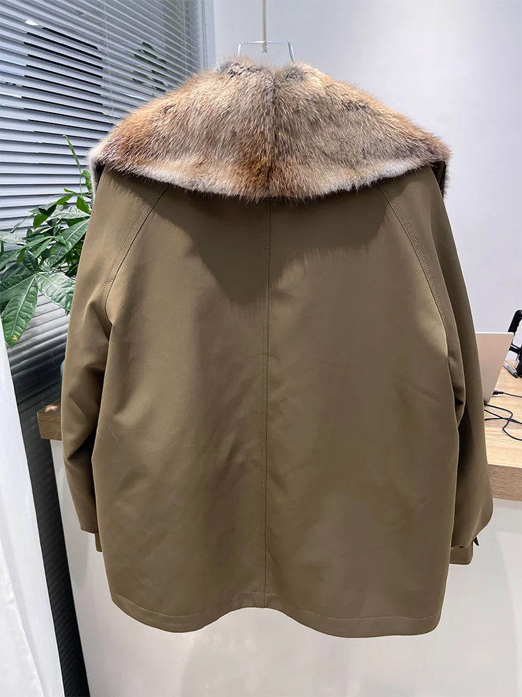 2025 Mode Vrouwen Winter Warm Natuurlijke Ganzendons Jas Echte Muskrat Bontkraag Jassen Casual Vrouwelijke Puffer Jassen