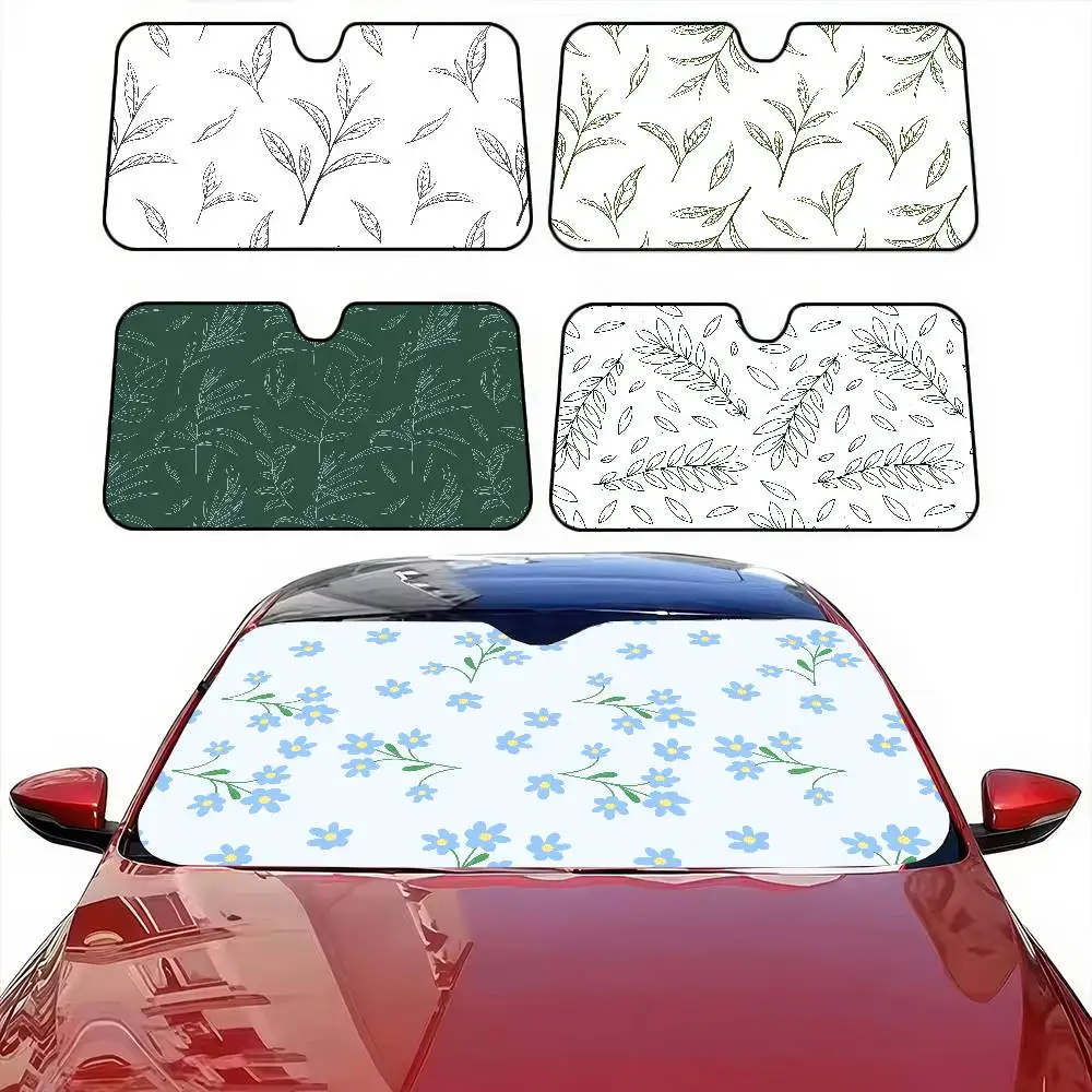 

Plant Leaf (Green) Print Car Windshield Sunshade - Foldable, UV Reflector, Keep Car Cool, Automotive Interior Protector