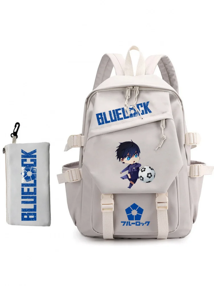 Blue Lock Anime Backpack Set Student Dual Shoulder Bag Trendy Pen Case School Bag Children's Bag Polyester Material