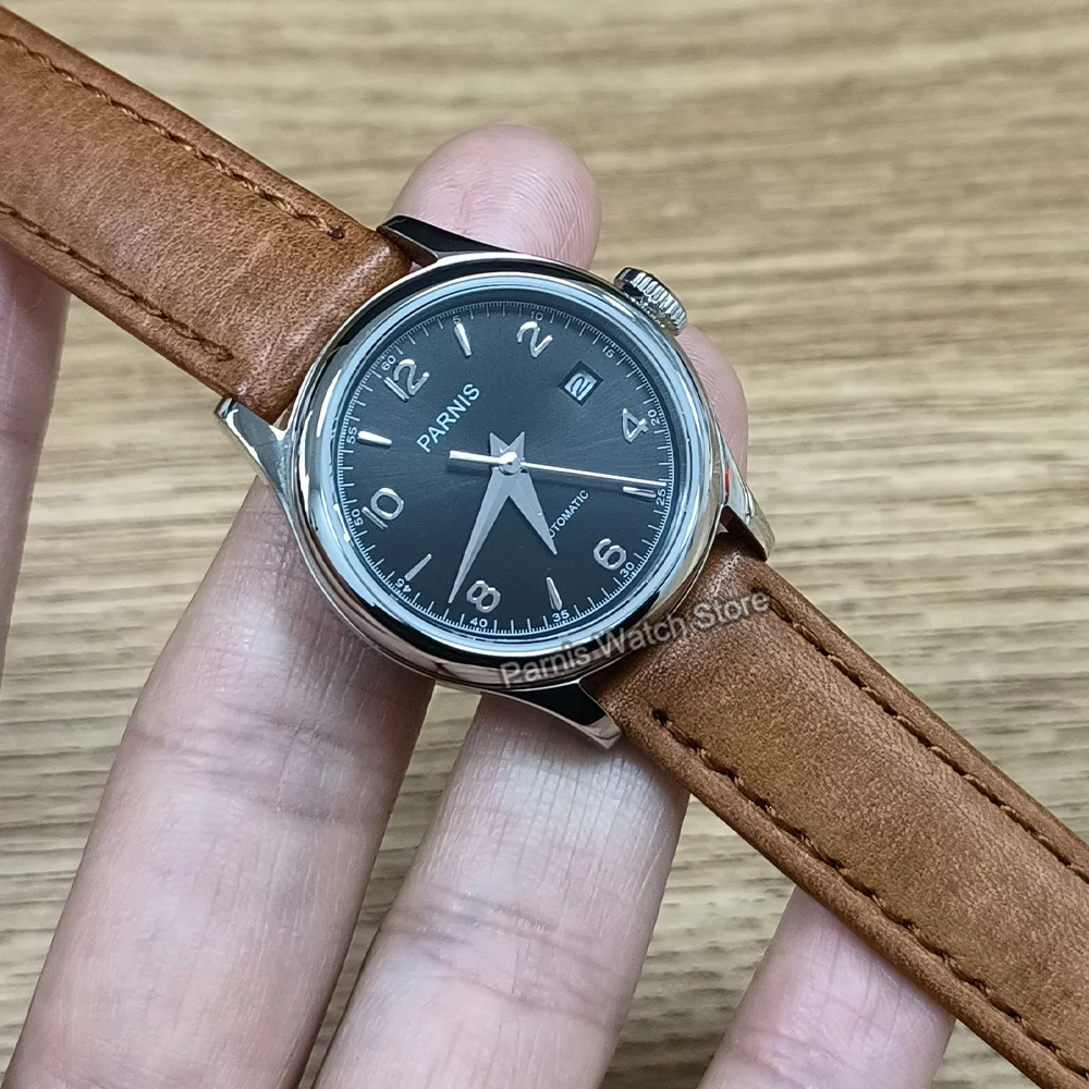 Parnis 26 мм для женщин и девочек элегантные женские маленькие наручные часы с сапфировым стеклом черный циферблат автоматические 5ATM водонепроницаемые