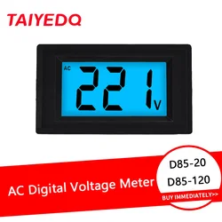 D85-20/120 Digital Voltmeter Voltage Panel MeterTester With Display Black Case AC80-500V LCD