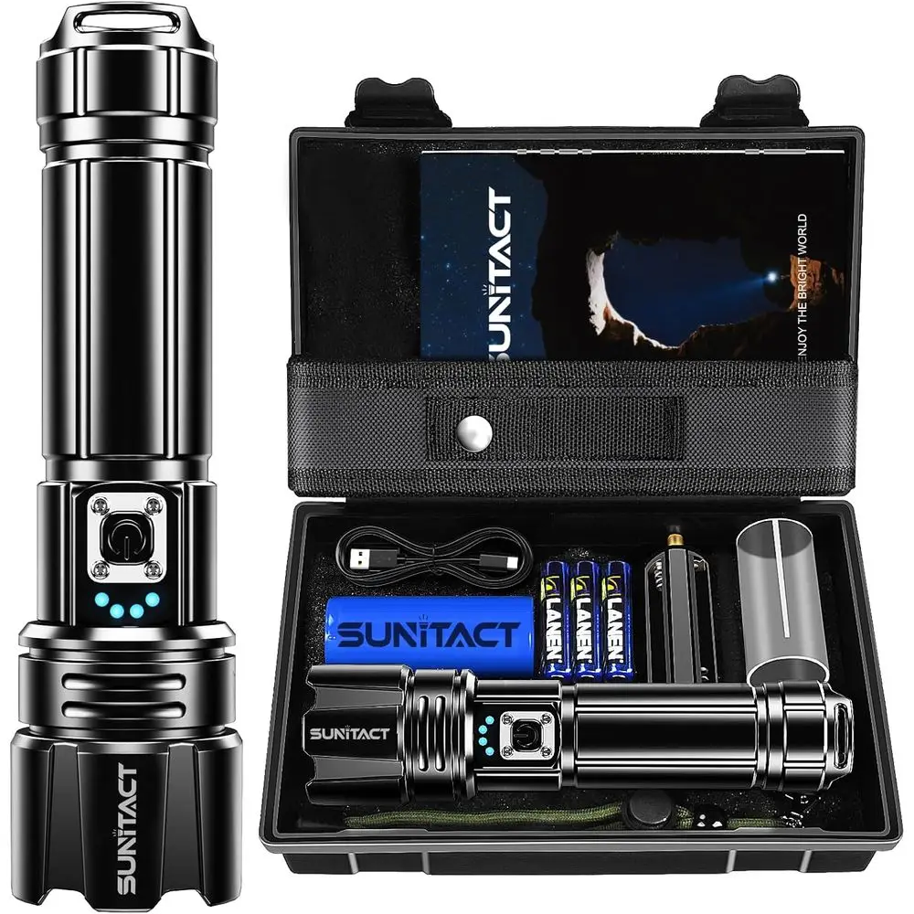 

Суперяркий светодиодный фонарь 20000 лм, 30 Вт - дальность луча 5000 м, 12 часов работы от аккумулятора, USB-зарядка для использования на улице и в экстренных ситуациях