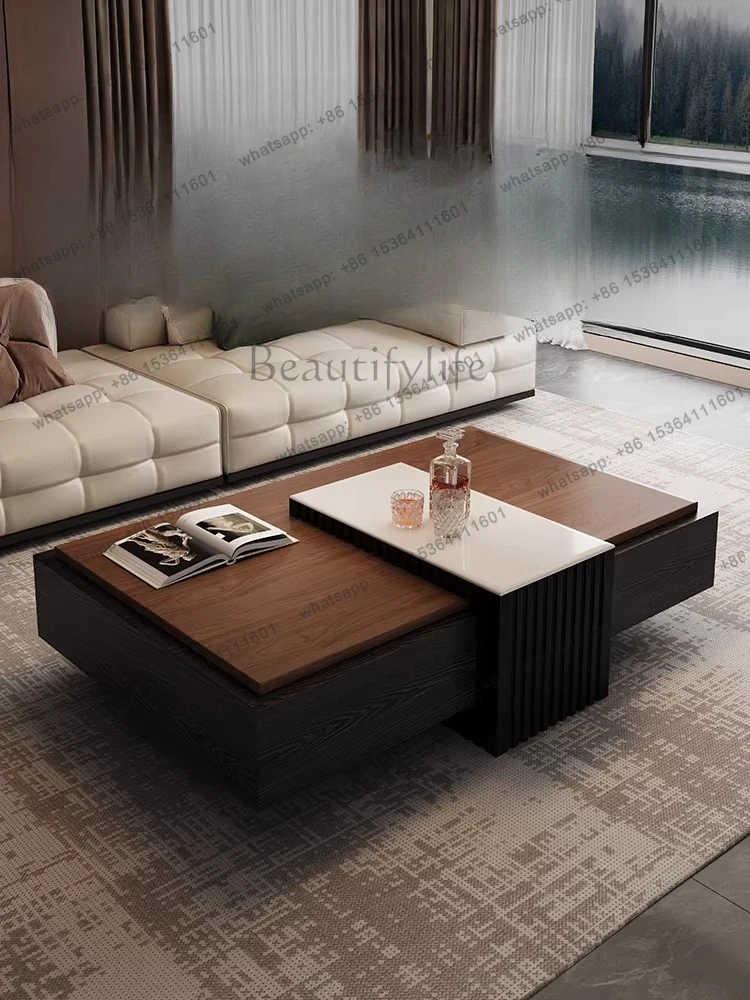 

Small apartment living room home new designer French retro solid wood storage tea table