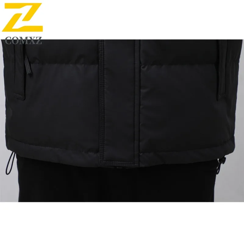 COMXZ White Duck Down Mens New Classics Splicing Hooded Climbing Lightweight Parka Casual Working Cold Protection Winter Garment