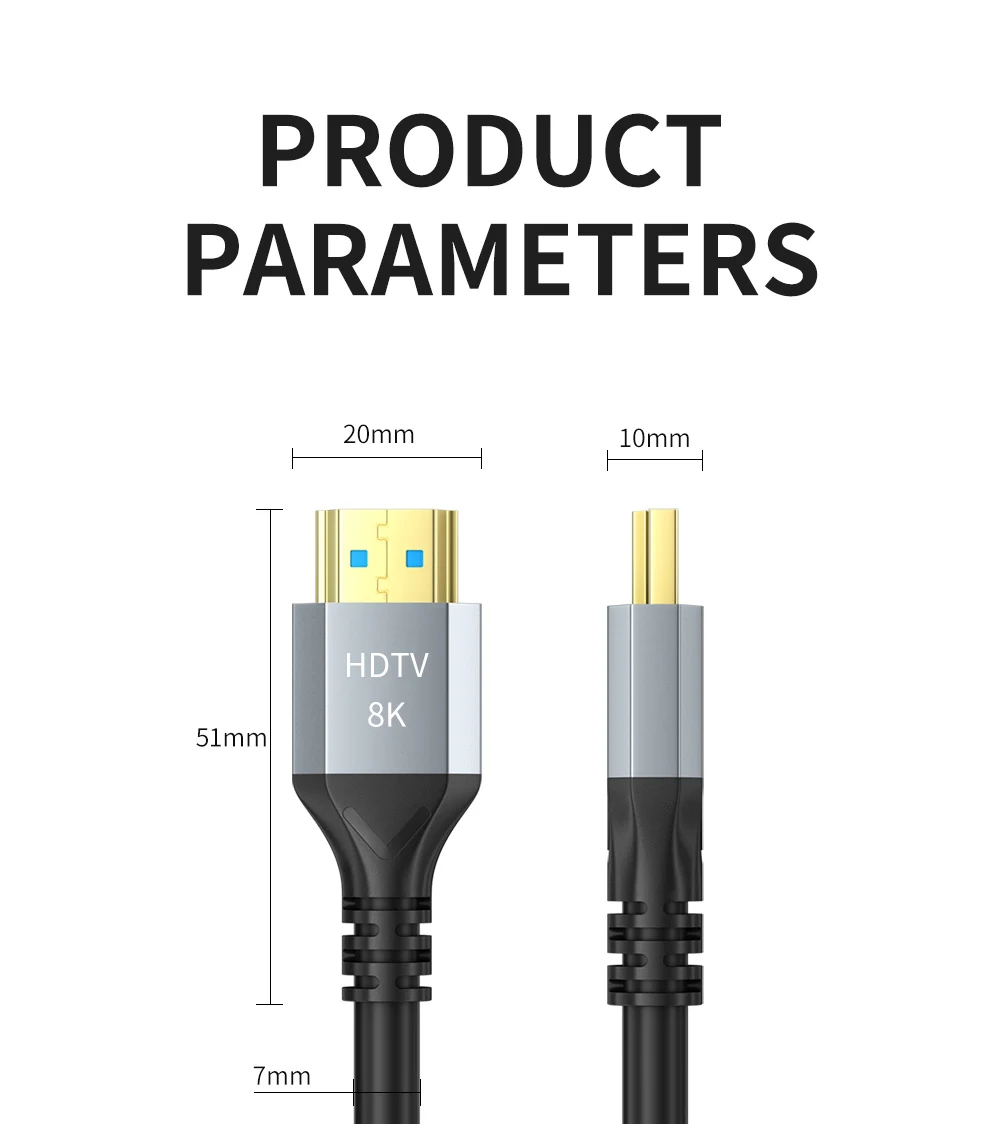 8K HDMI 2.1 Kabel 4K@120Hz 8K@60Hz 48Gbps EARC ARC HDCP Ultra High Speed HDR für RTX Videokabel PC Laptop Projektor HD TV PS5 – Detail 14