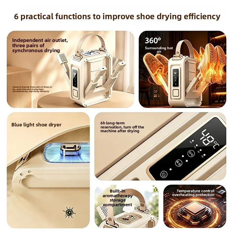 Smart Foldable Shoe Dryer with Timing Function, Deodorization & Sterilization, Household Wet and Dry Dual Use Shoe Drying Device
