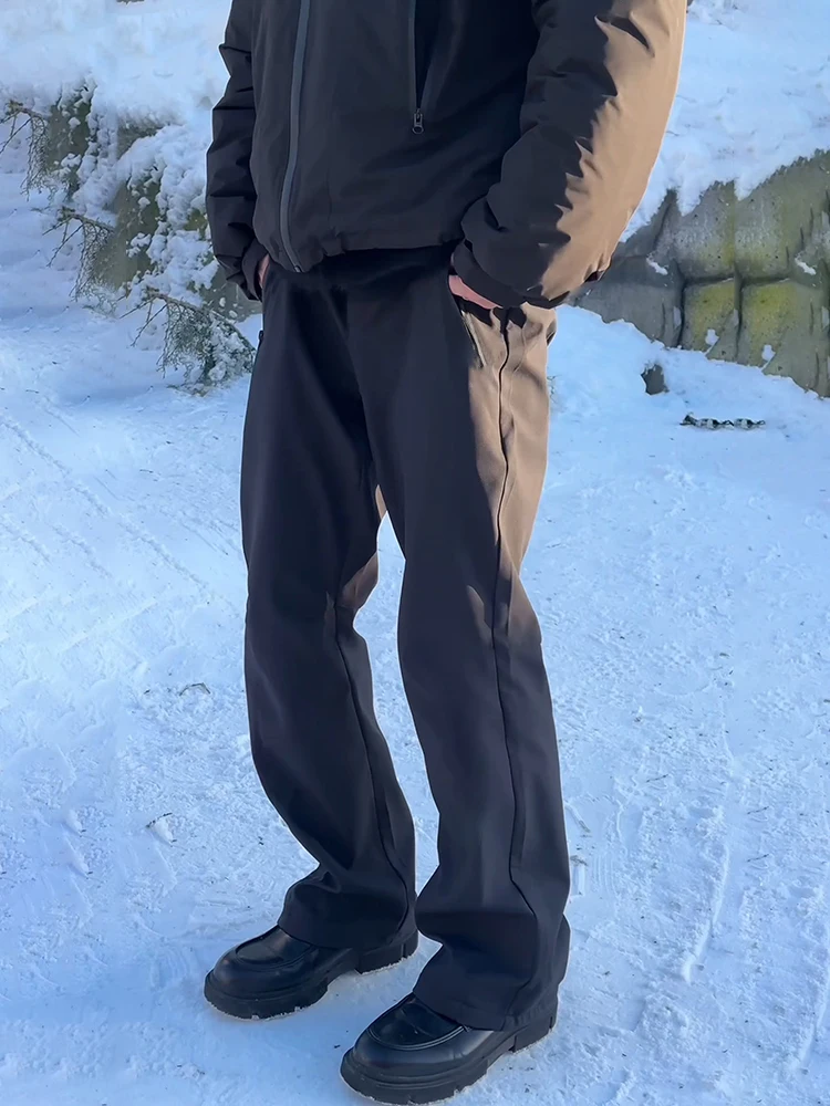 

Northeast China -40 Deees Men's Winter Fce Lined Thi Soft ell Ski Pants Outdoor Windproof Waterproof Casual Straight...