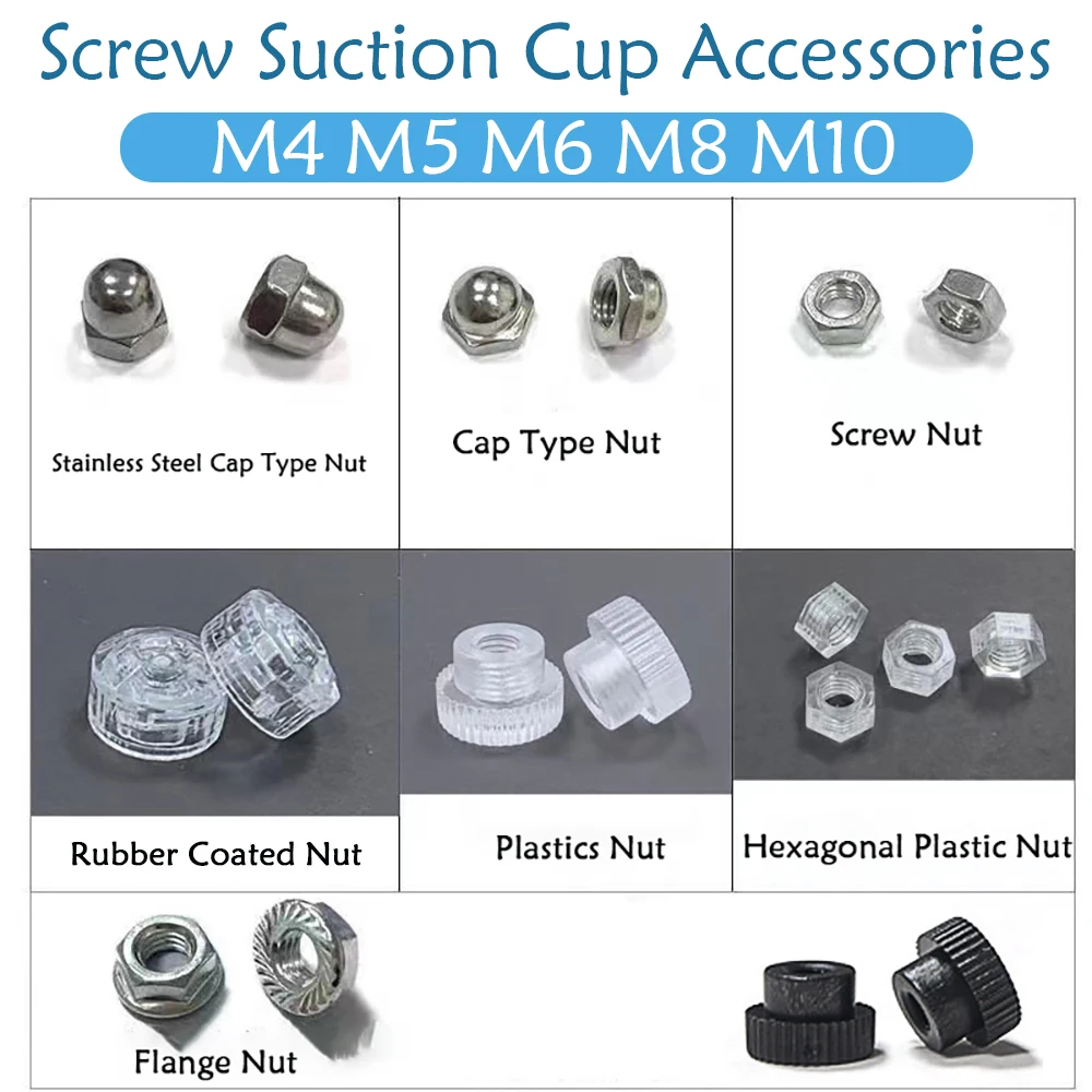 10-100Pcs Plastic Nut Transparent Coated Nut M4 M5 M6 M8 M10 Screw Suction Cup Special Accessories