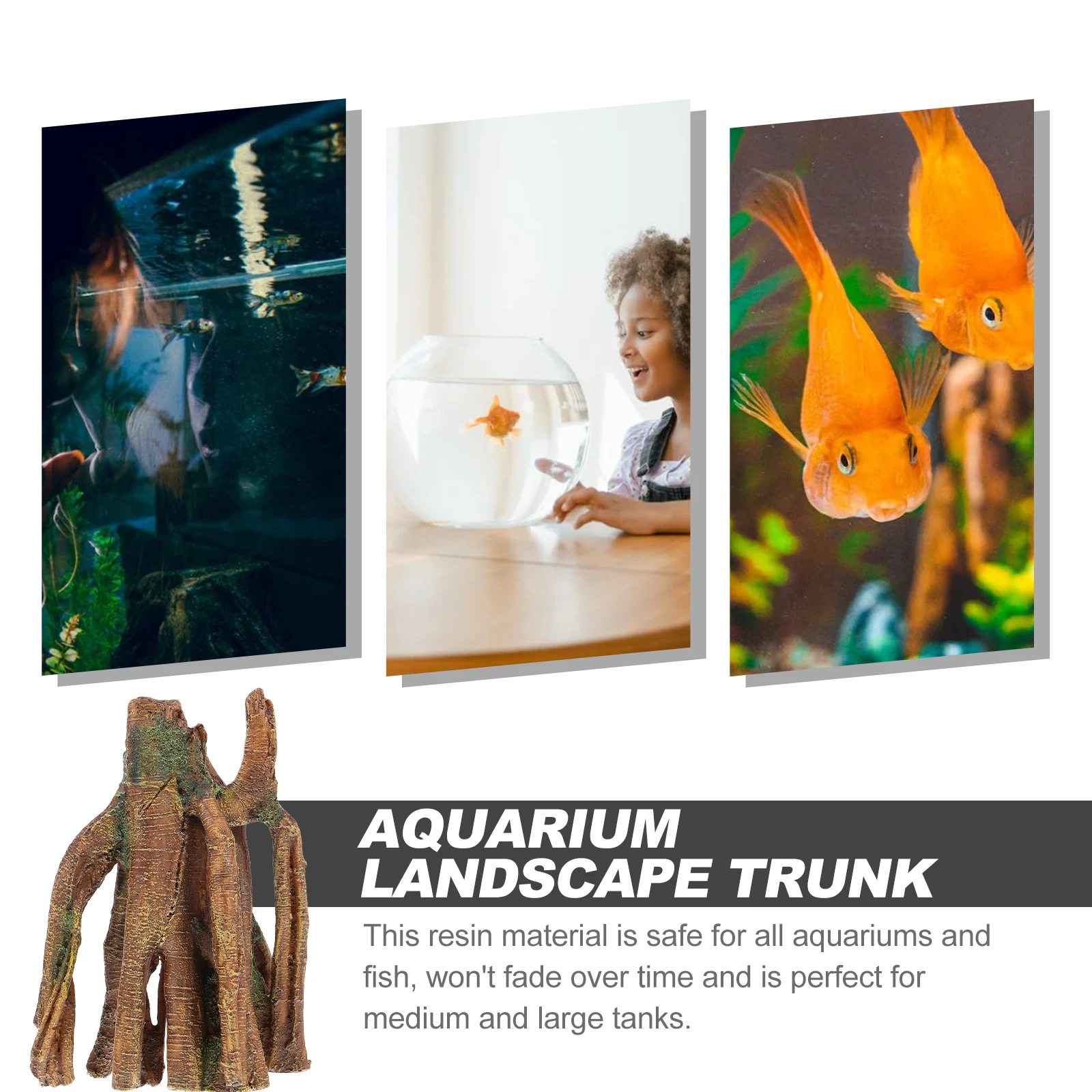

Simulation Tree Trunk Faux Resin Wear resistant Stump for Fish Tank Aquarium Vivid Wood Colors Non fading Safe Decorative