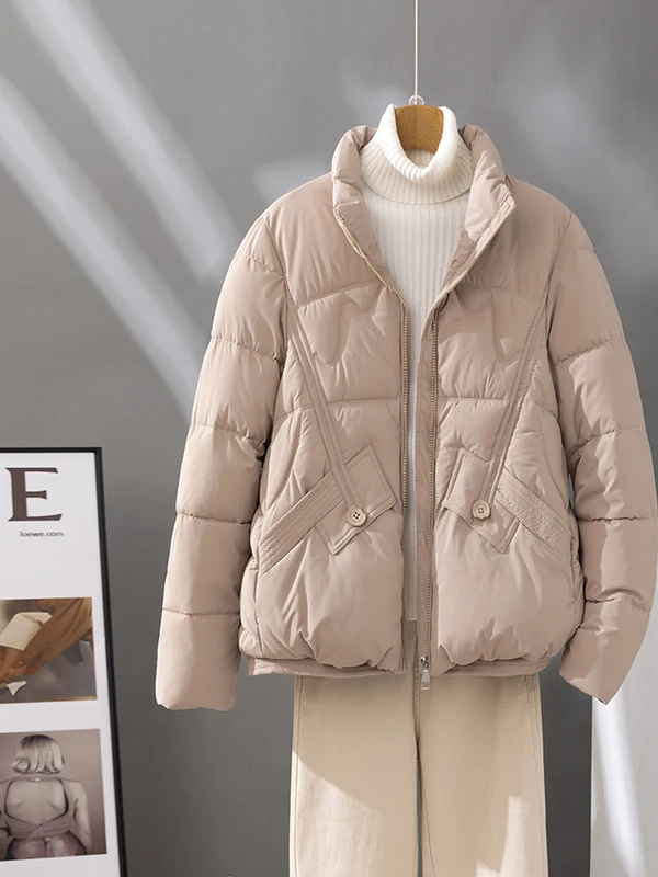 

Women's ort Puffer Jaet Bread Sle Warm Faionable Winter Outerwear Slimming Trendy Korean Loose Fit Cotton Coat