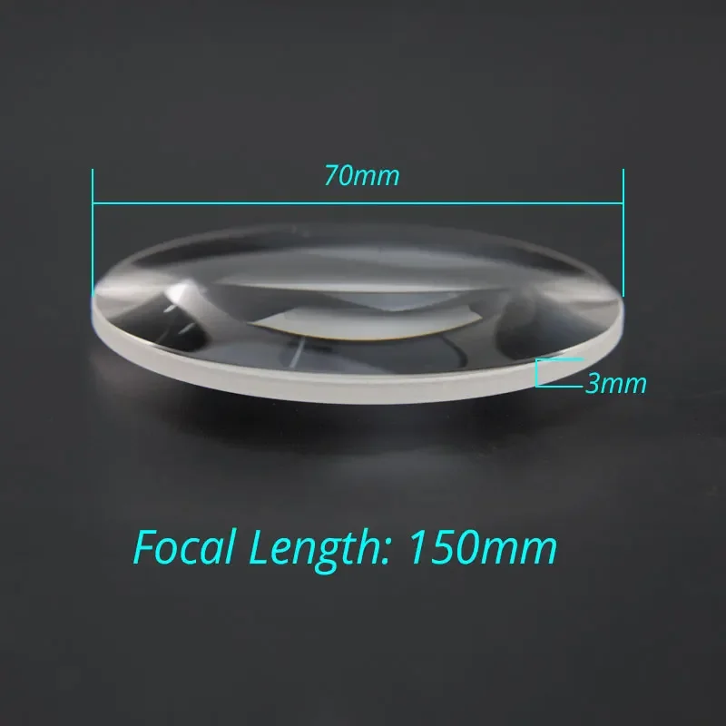 Biconvex Len Focal Length 150mm Optics Double Convex Lens  70mm Large K9 Optical Glass VR 5PCS