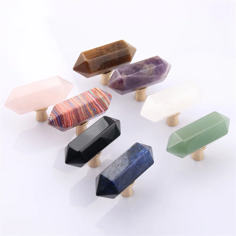 50mm Icicle Shape Furniture Handle Brass Drawer Knob Pink White Crystal Handles For Kitchen Wine Cabinet Door Cupboard Pulls Diy