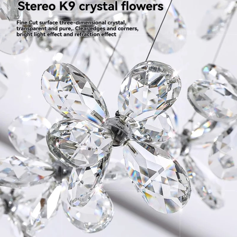 

French Crystal Chandelier Modern Ceiling Fixture Crystal Pendant Light For Dining Living Room & Bedroom Table Chandeliers Decor
